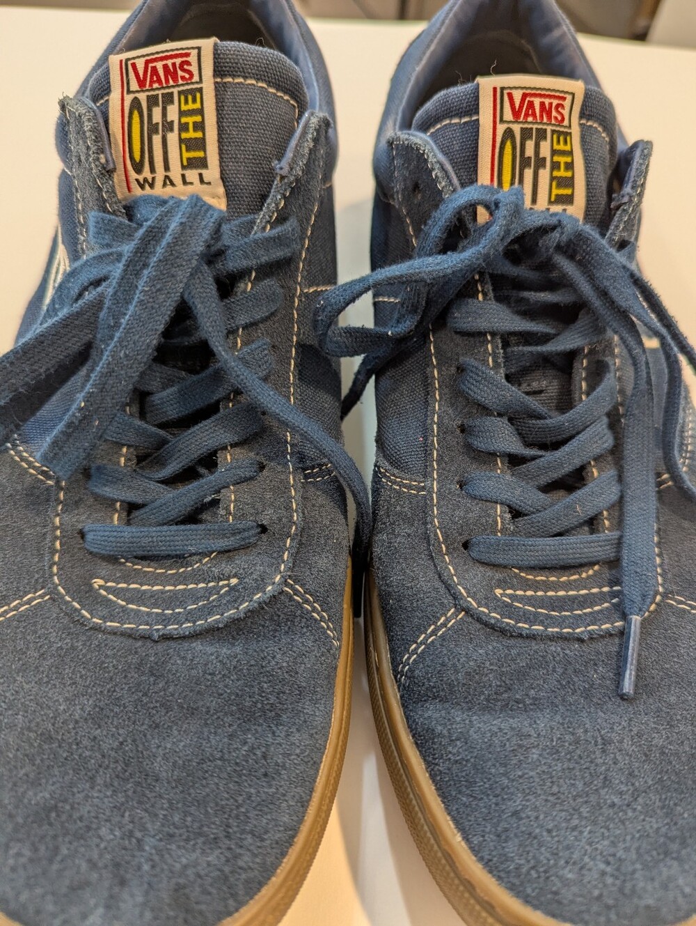 Vans Off The Wall Navy Blue Suede & Canvas Low Top Sneakers Size 12 - Picture 3 of 7
